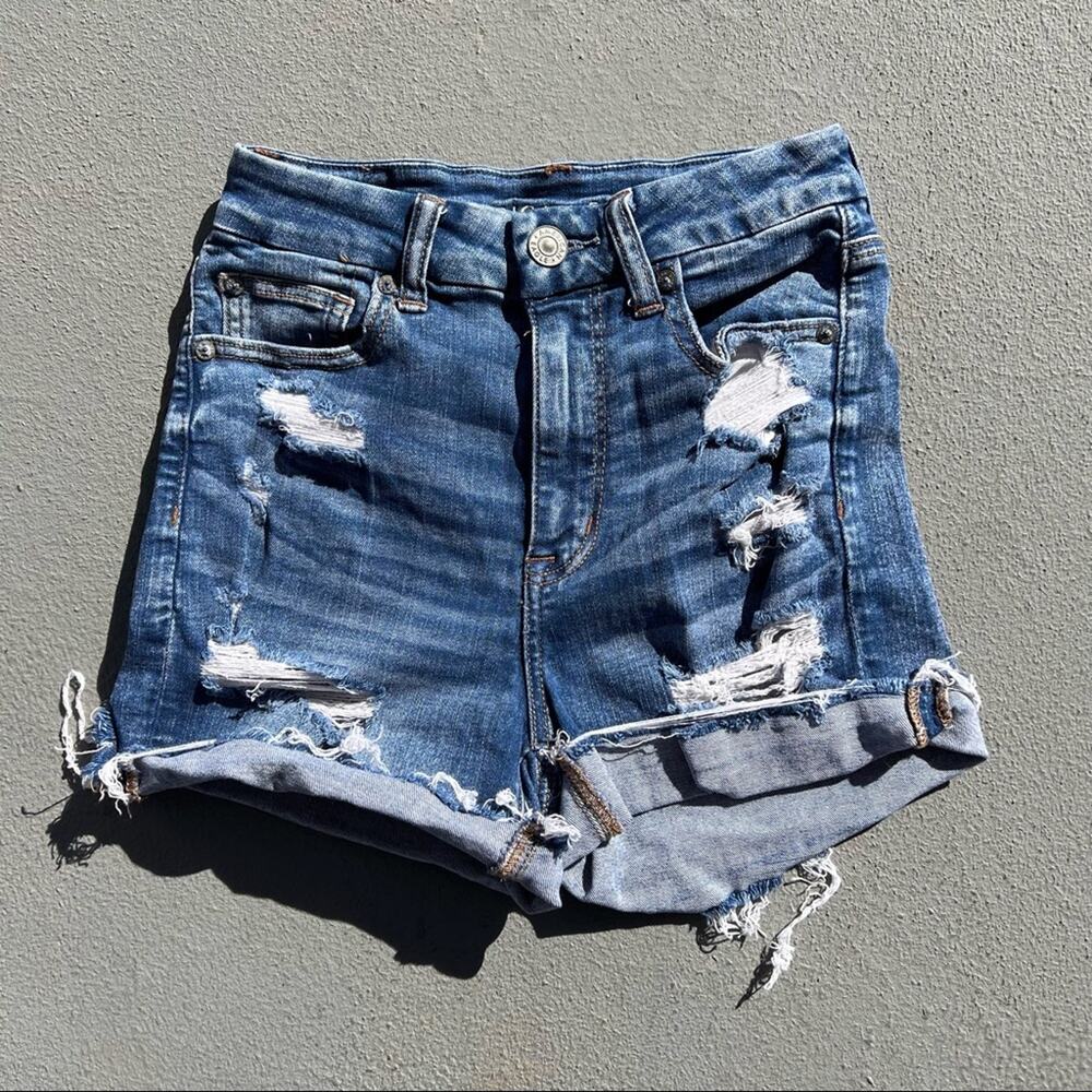 AEO next level stretch curvy high-rise Shortie jean shorts